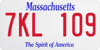 MA license plate 7KL109