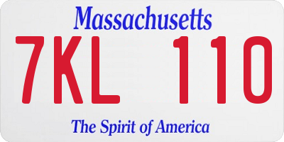 MA license plate 7KL110