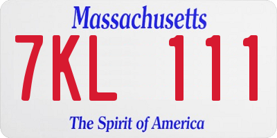 MA license plate 7KL111
