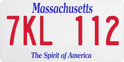 MA license plate 7KL112