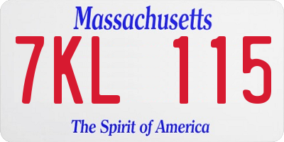 MA license plate 7KL115
