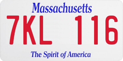 MA license plate 7KL116
