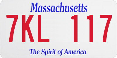 MA license plate 7KL117