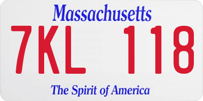 MA license plate 7KL118
