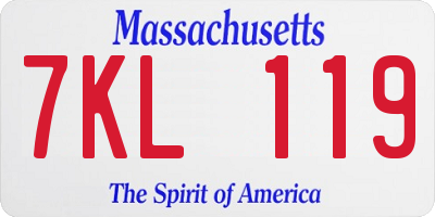 MA license plate 7KL119