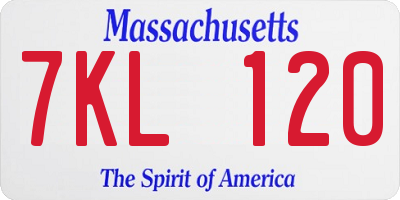 MA license plate 7KL120