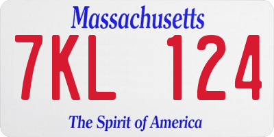 MA license plate 7KL124