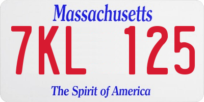 MA license plate 7KL125