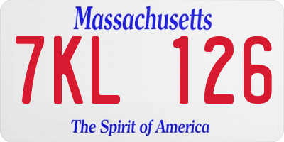 MA license plate 7KL126
