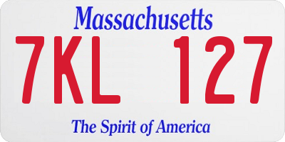 MA license plate 7KL127