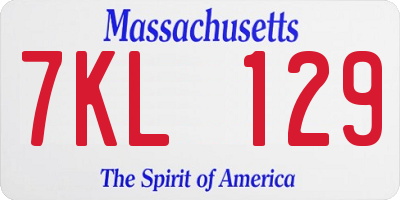 MA license plate 7KL129