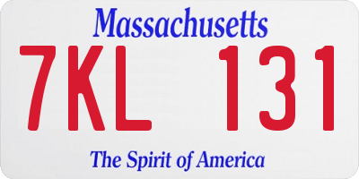 MA license plate 7KL131