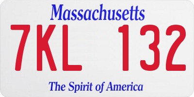 MA license plate 7KL132