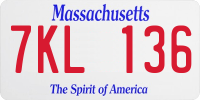 MA license plate 7KL136