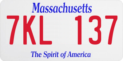 MA license plate 7KL137