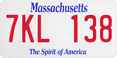 MA license plate 7KL138