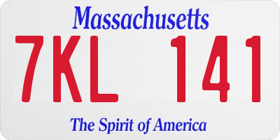 MA license plate 7KL141
