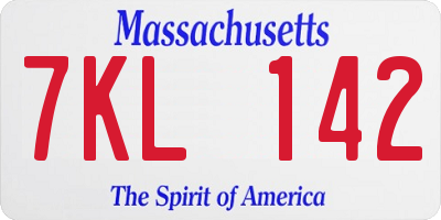 MA license plate 7KL142