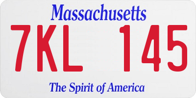 MA license plate 7KL145