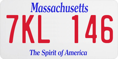 MA license plate 7KL146