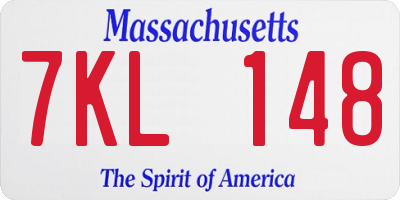 MA license plate 7KL148
