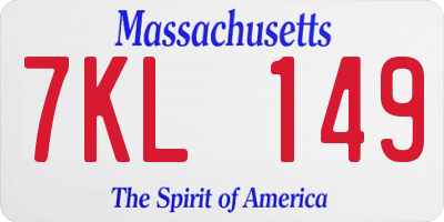 MA license plate 7KL149
