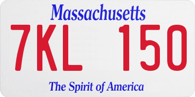 MA license plate 7KL150