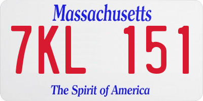 MA license plate 7KL151