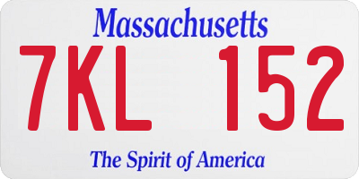 MA license plate 7KL152
