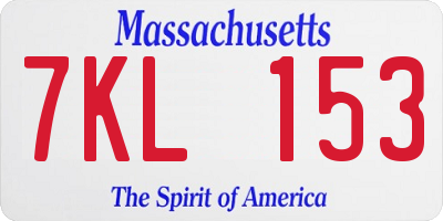 MA license plate 7KL153