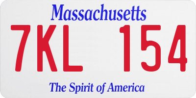 MA license plate 7KL154