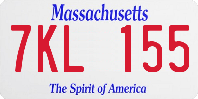 MA license plate 7KL155