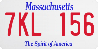 MA license plate 7KL156