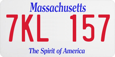 MA license plate 7KL157