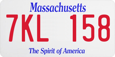 MA license plate 7KL158