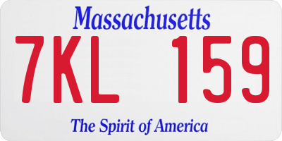 MA license plate 7KL159