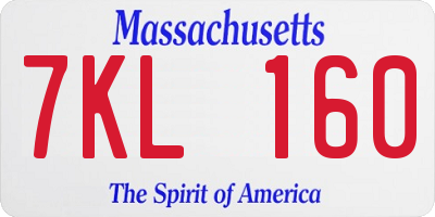 MA license plate 7KL160