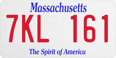MA license plate 7KL161