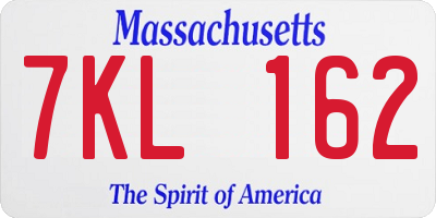 MA license plate 7KL162