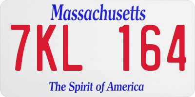 MA license plate 7KL164