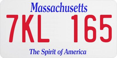 MA license plate 7KL165