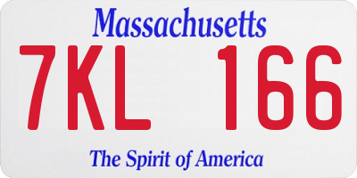 MA license plate 7KL166