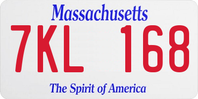 MA license plate 7KL168