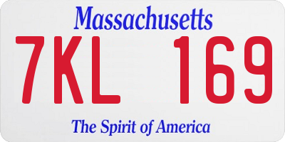 MA license plate 7KL169