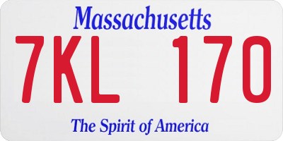 MA license plate 7KL170
