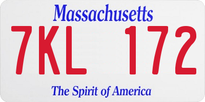MA license plate 7KL172