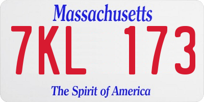 MA license plate 7KL173