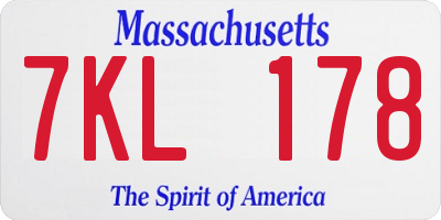 MA license plate 7KL178
