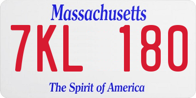 MA license plate 7KL180