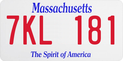 MA license plate 7KL181